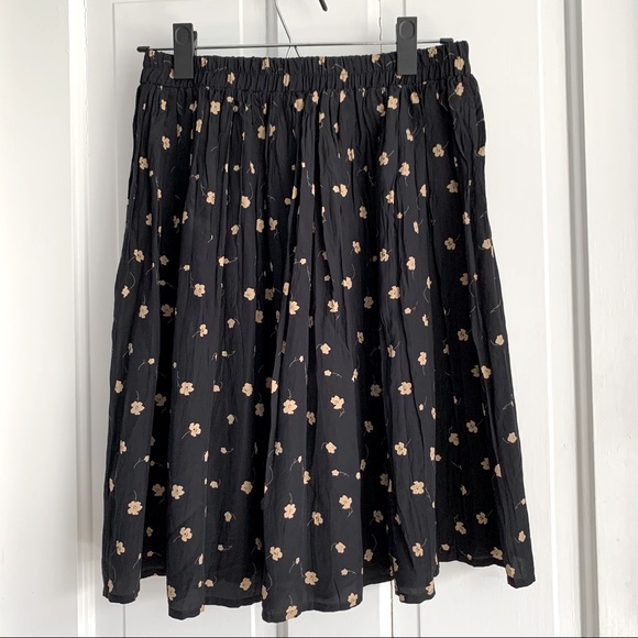 Garnet Hill silk floral crinkle skirt Vintage 90s Size Medium